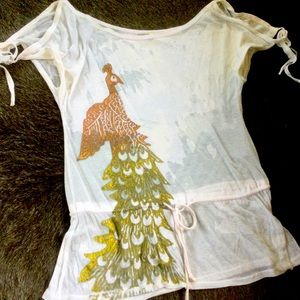 Double Zero Cold Shoulder Peacock Top